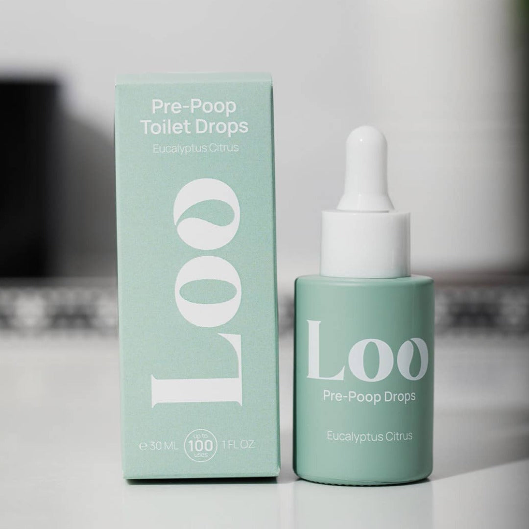 Eucalyptus Citrus Pre-Poop Toilet Drops, a toilet air freshener in a convenient dropper bottle.