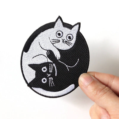 Yin-Yang Feline Harmony Embroidered Patch