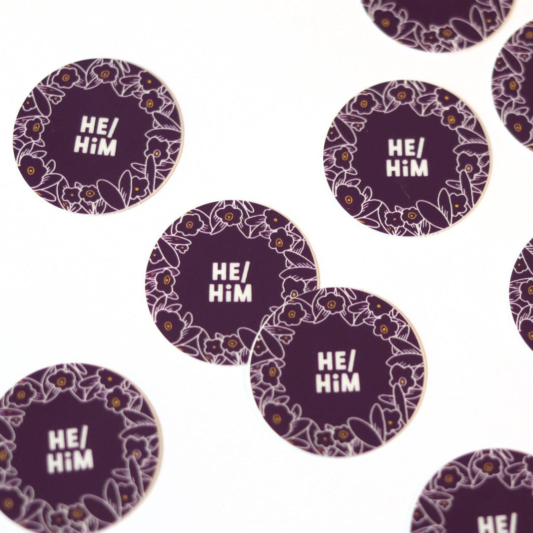 He/Him Pronouns Vinyl Sticker