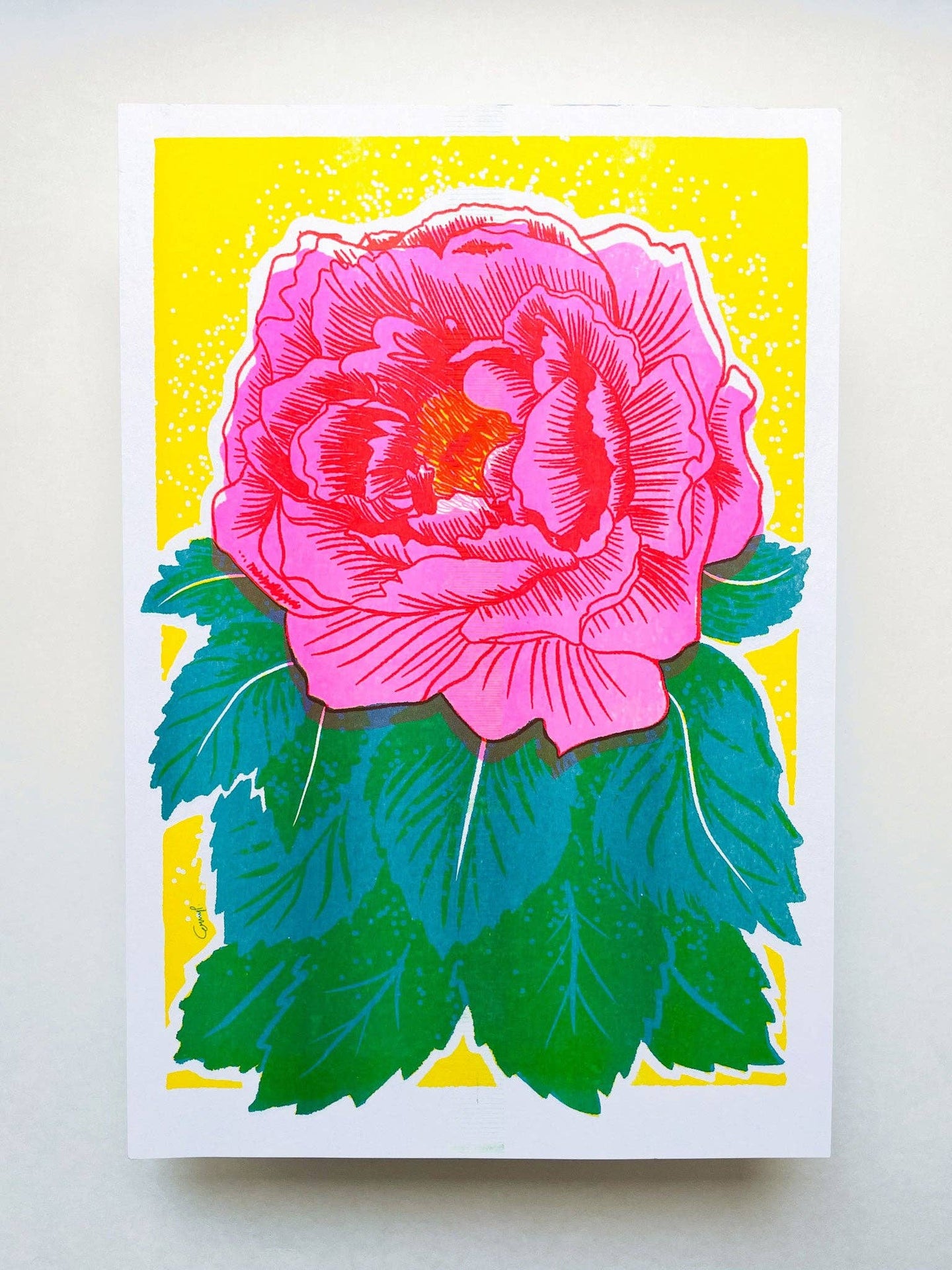 Yellow Peony Risograph Print