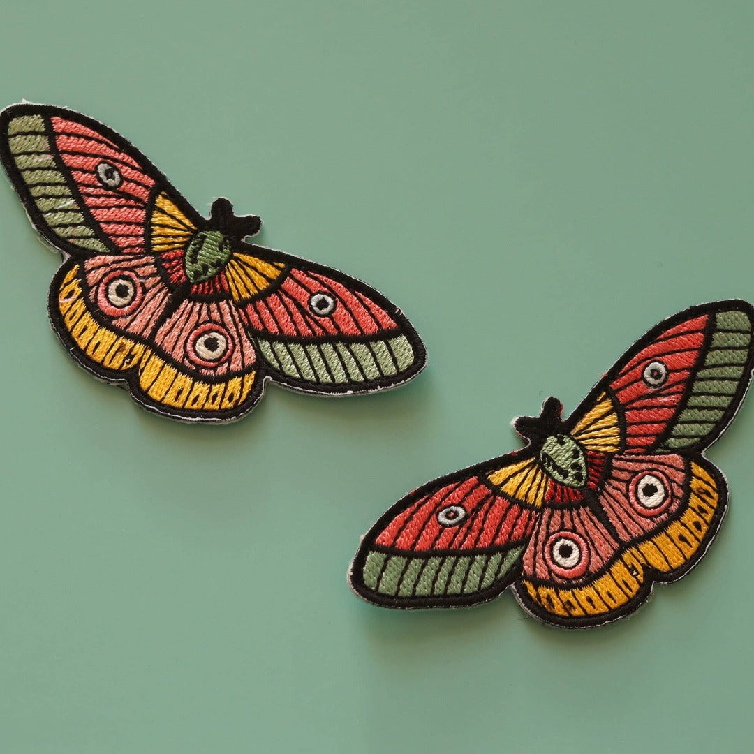 Vibrant Moth Embroidered Patch