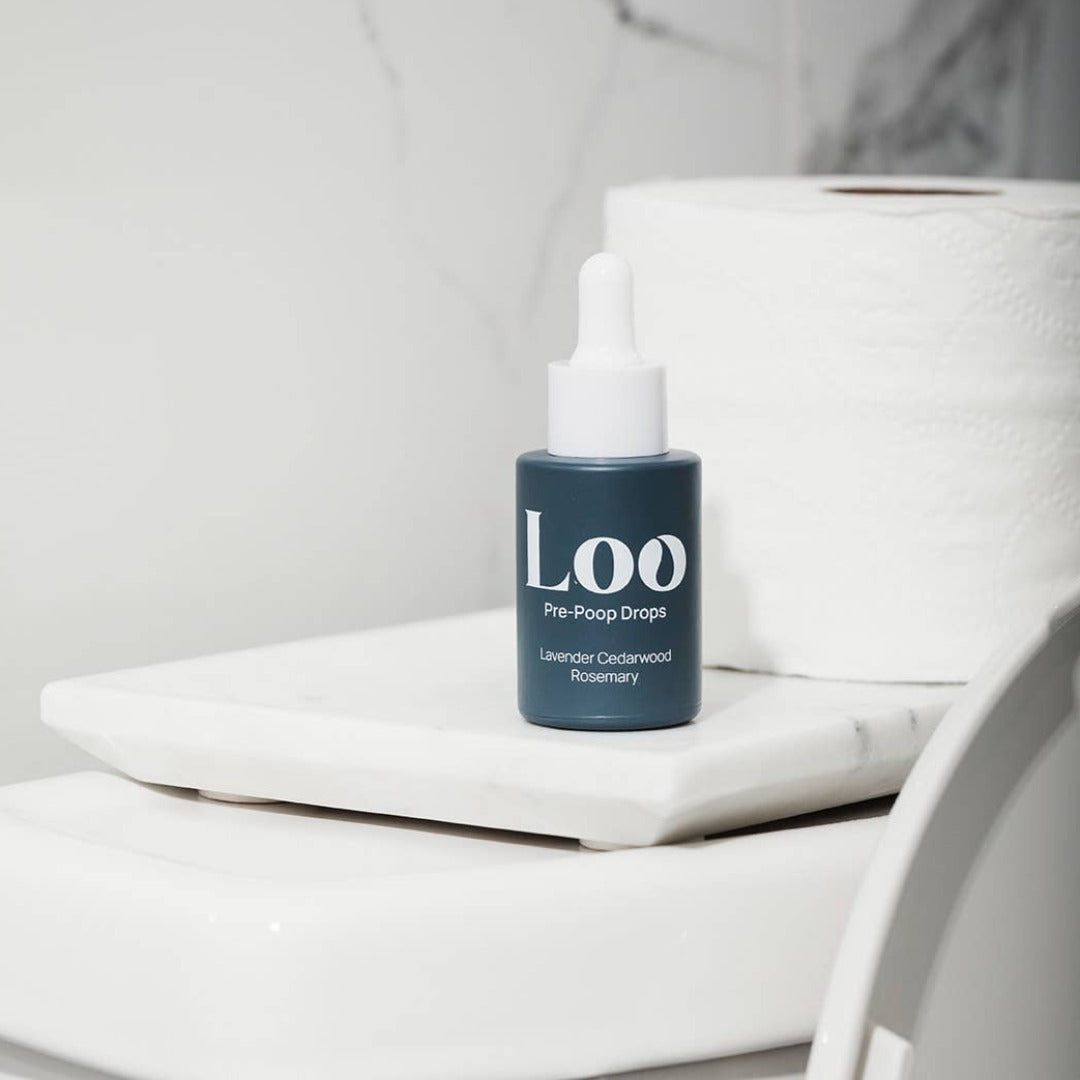 Lavender Cedarwood Rosemary Pre-Poop Toilet Drops, a toilet air freshener in a convenient dropper bottle.