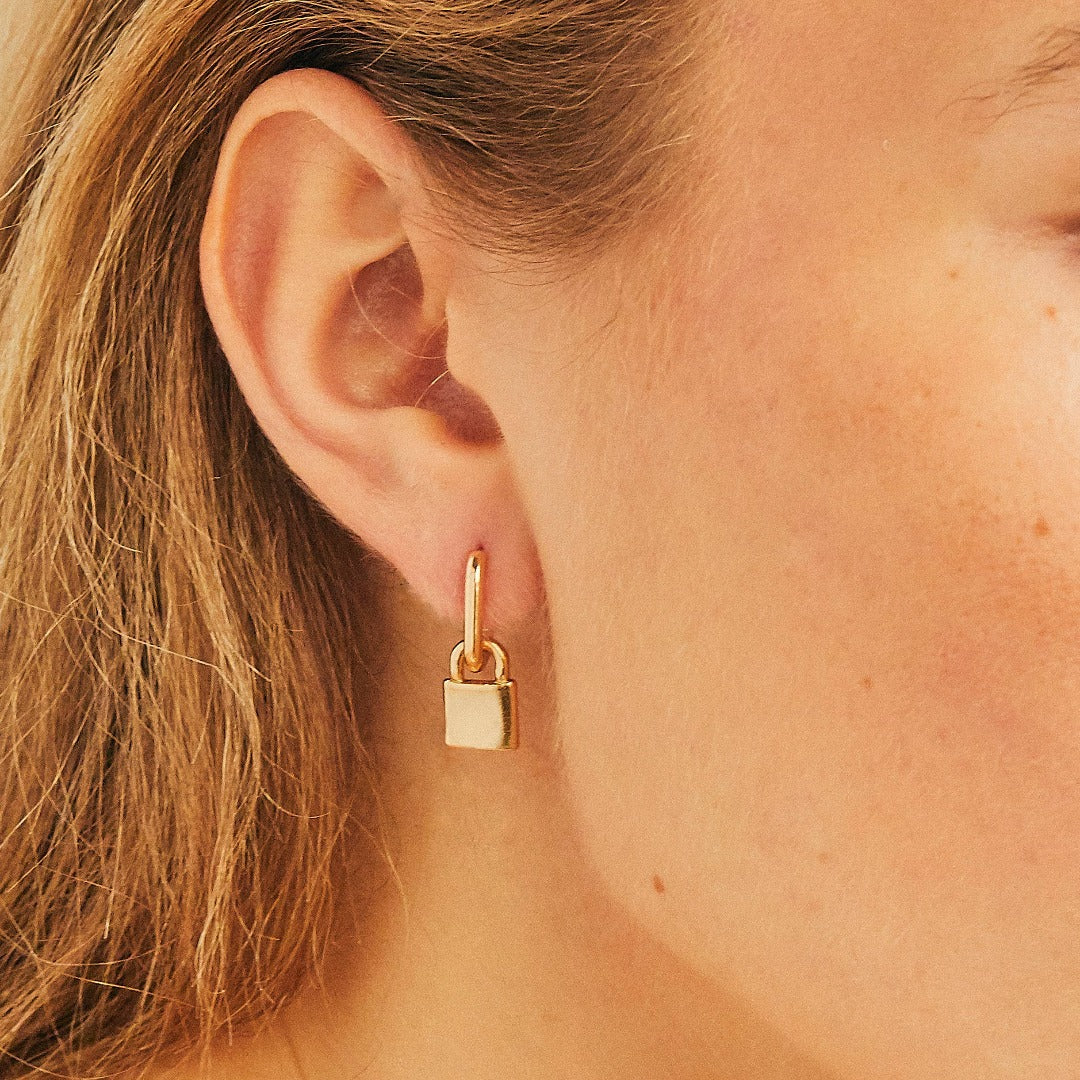 Gold Lock Earrings