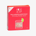 Red packaging of 'Fuse & Sip' berry cocktail and mocktail rimmer on a white background