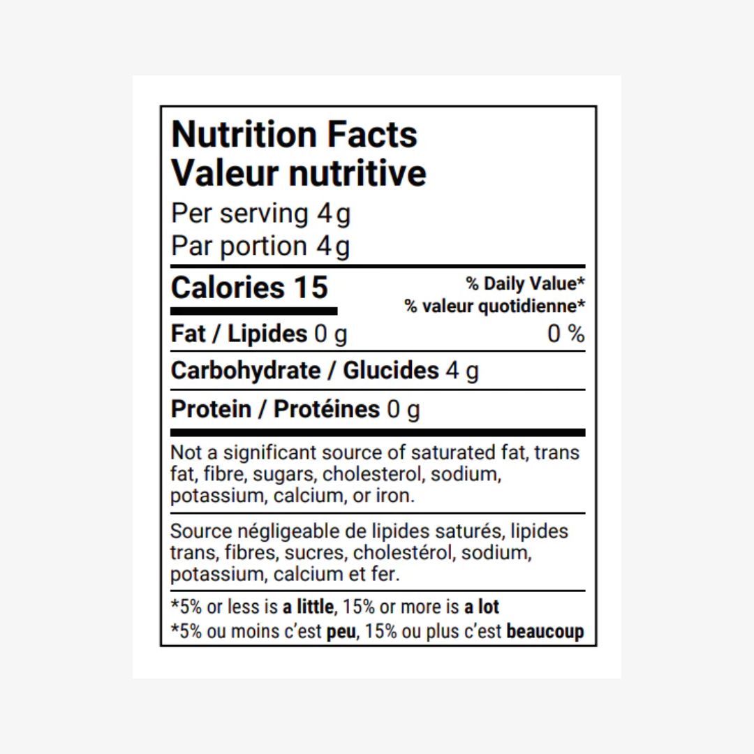 Nutrition facts label with black text on a white background