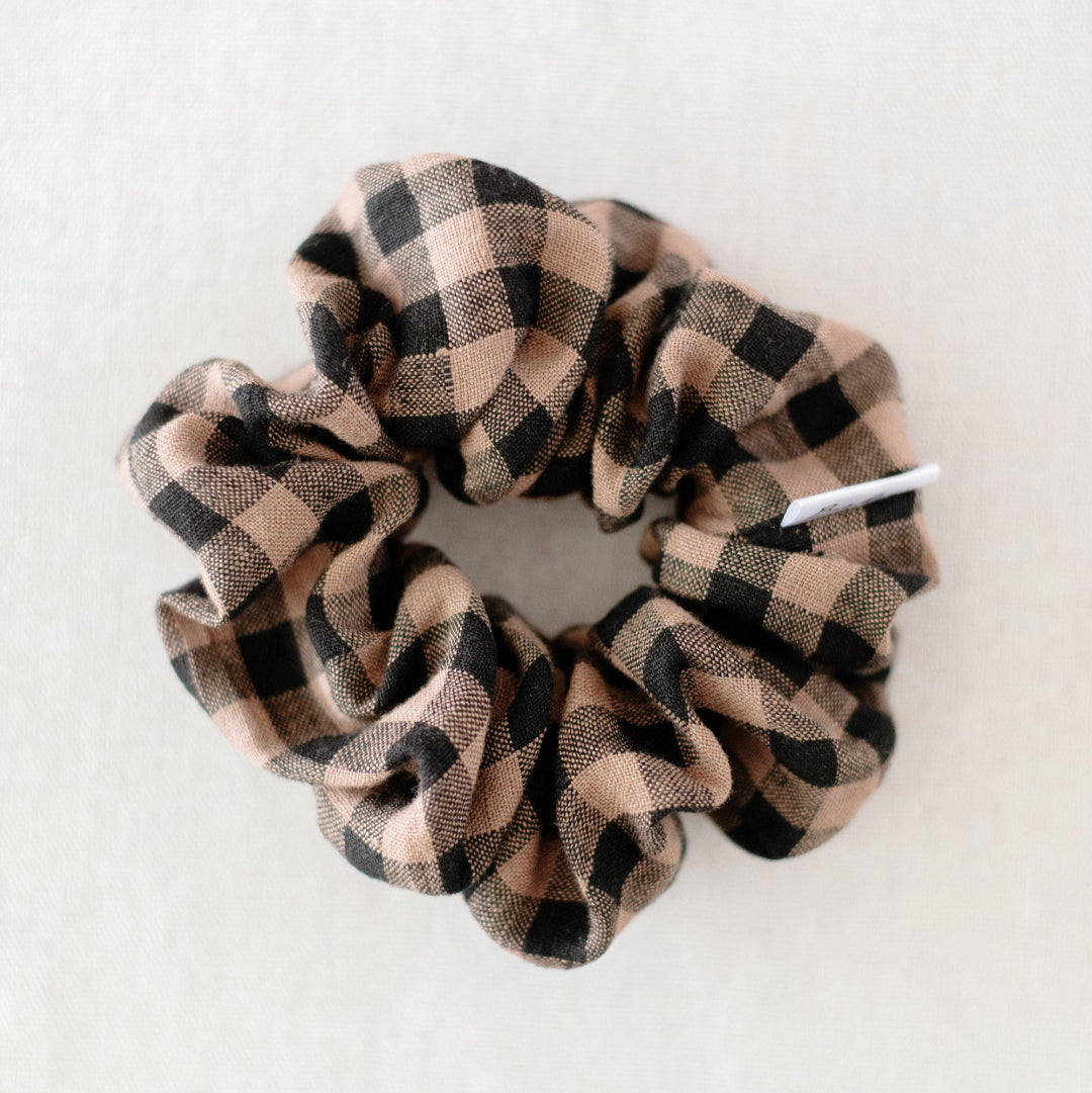 Plaid scrunchie on a white background