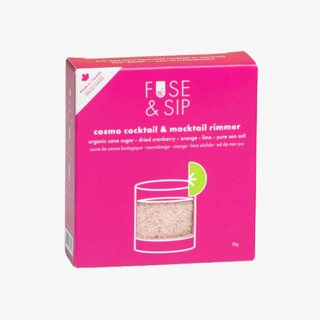 Fuse & Sip cosmo cocktail & mocktail rimmer packaging on a white background