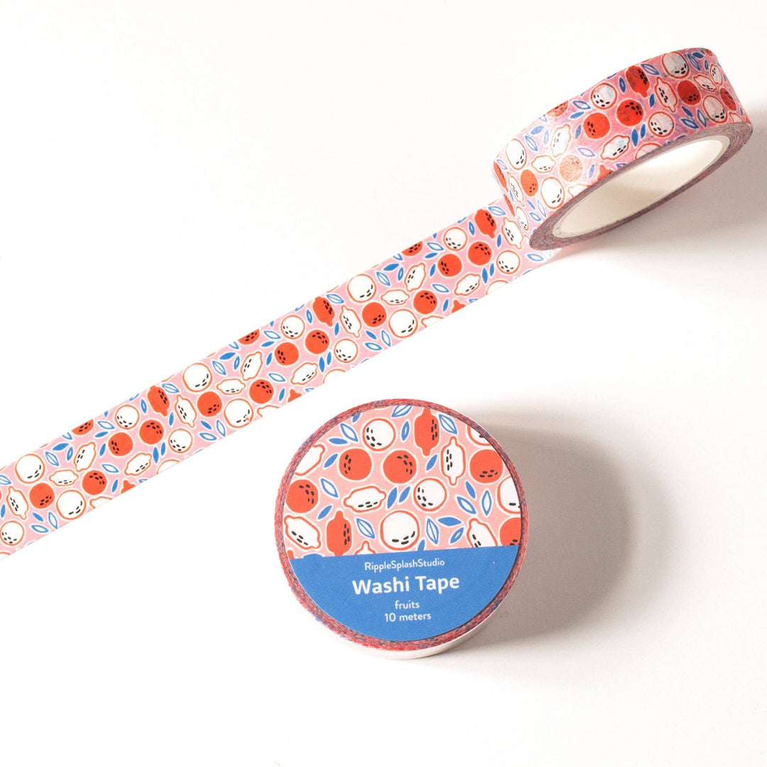 Washi tape with a colorful design on a white background