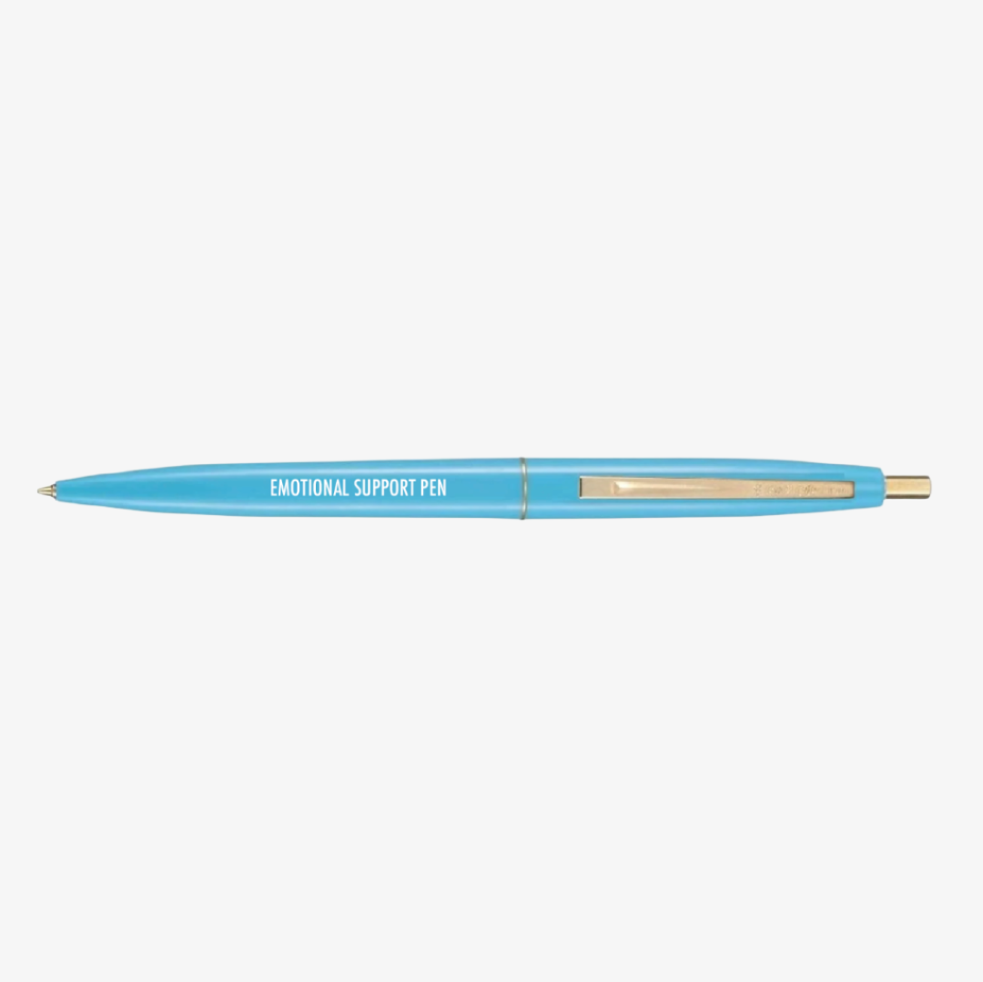 Blue pen with 'Emotional Support Pen' text on a white background