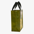 A reusable tote bag with a playful design. The bag is olive green with a black handle. It features a graphic of several kittens peeking out from the top of the bag, with the text "THIS BAG MIGHT BE FULL OF KITTENS" printed below.