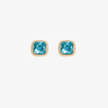 A set of three pairs of aquamarine earrings displayed on a light blue card. The set includes a pair of stud earrings, a pair of bar earrings with small aquamarine beads, and a pair of hoop earrings with dangling aquamarine stones. The card has the month "March" and the brand name "Foxy Originals."