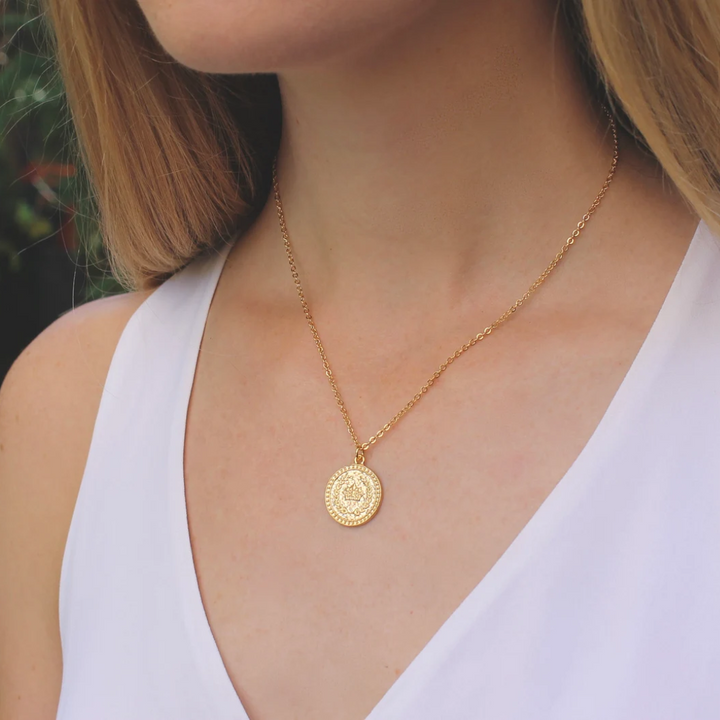 Gold Crown Coin Necklace
