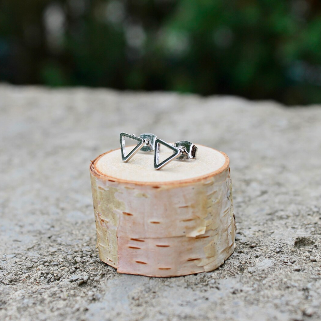 Open Triangle Studs / Silver
