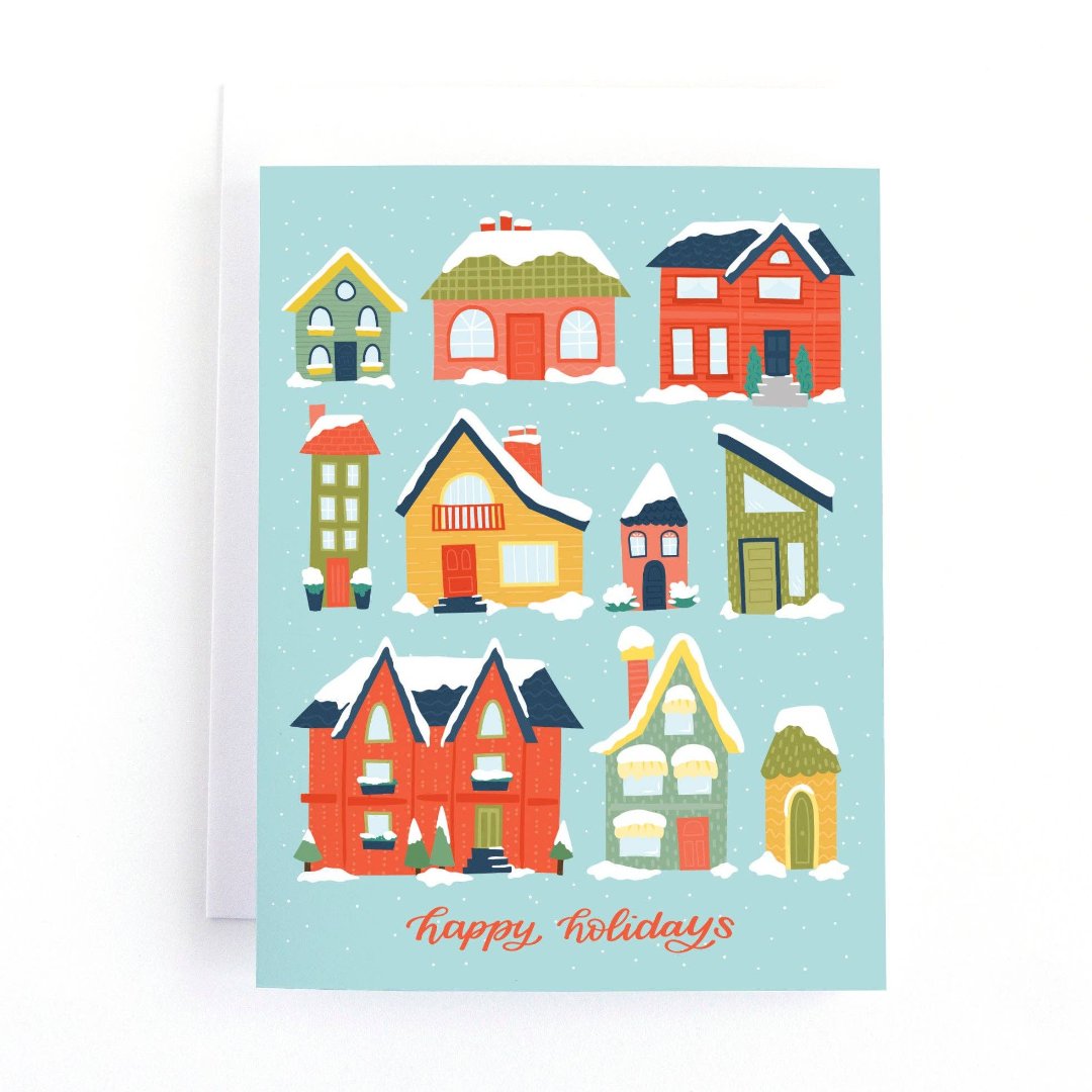 Happy Holidays Houses Holiday Card