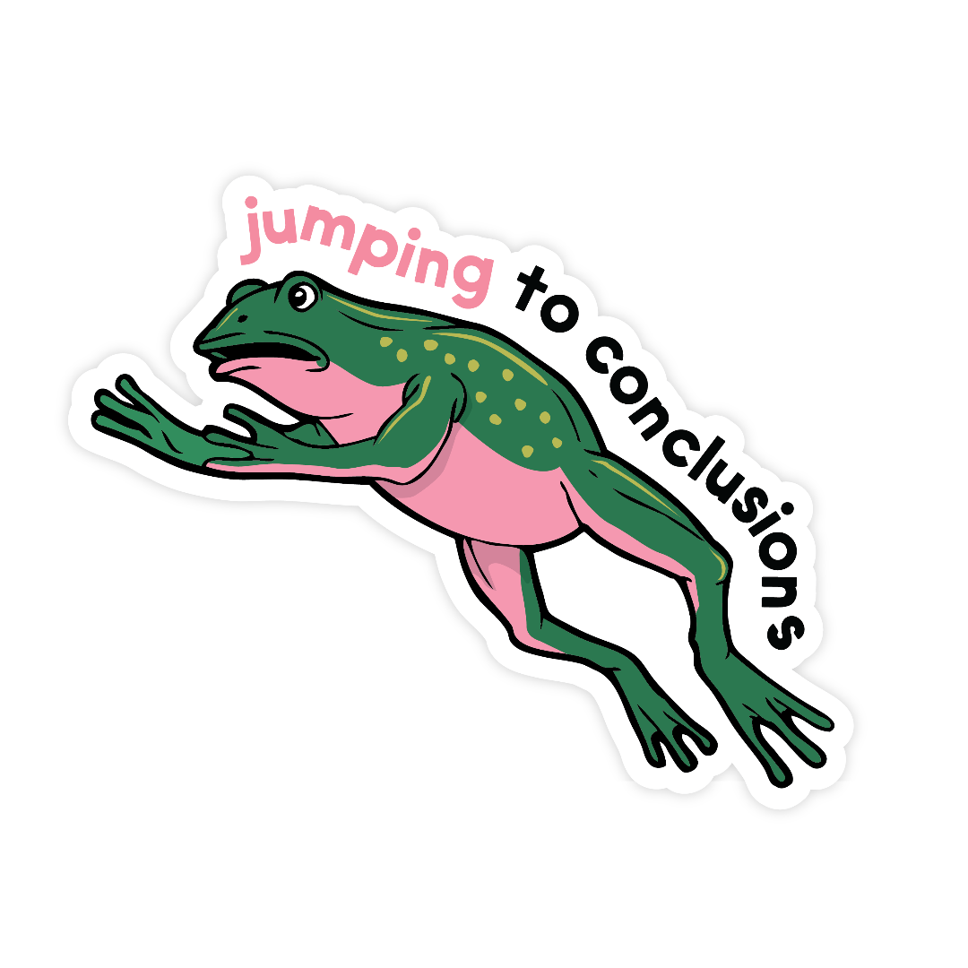 Jumping to Conclusions Funny Frog Sticker