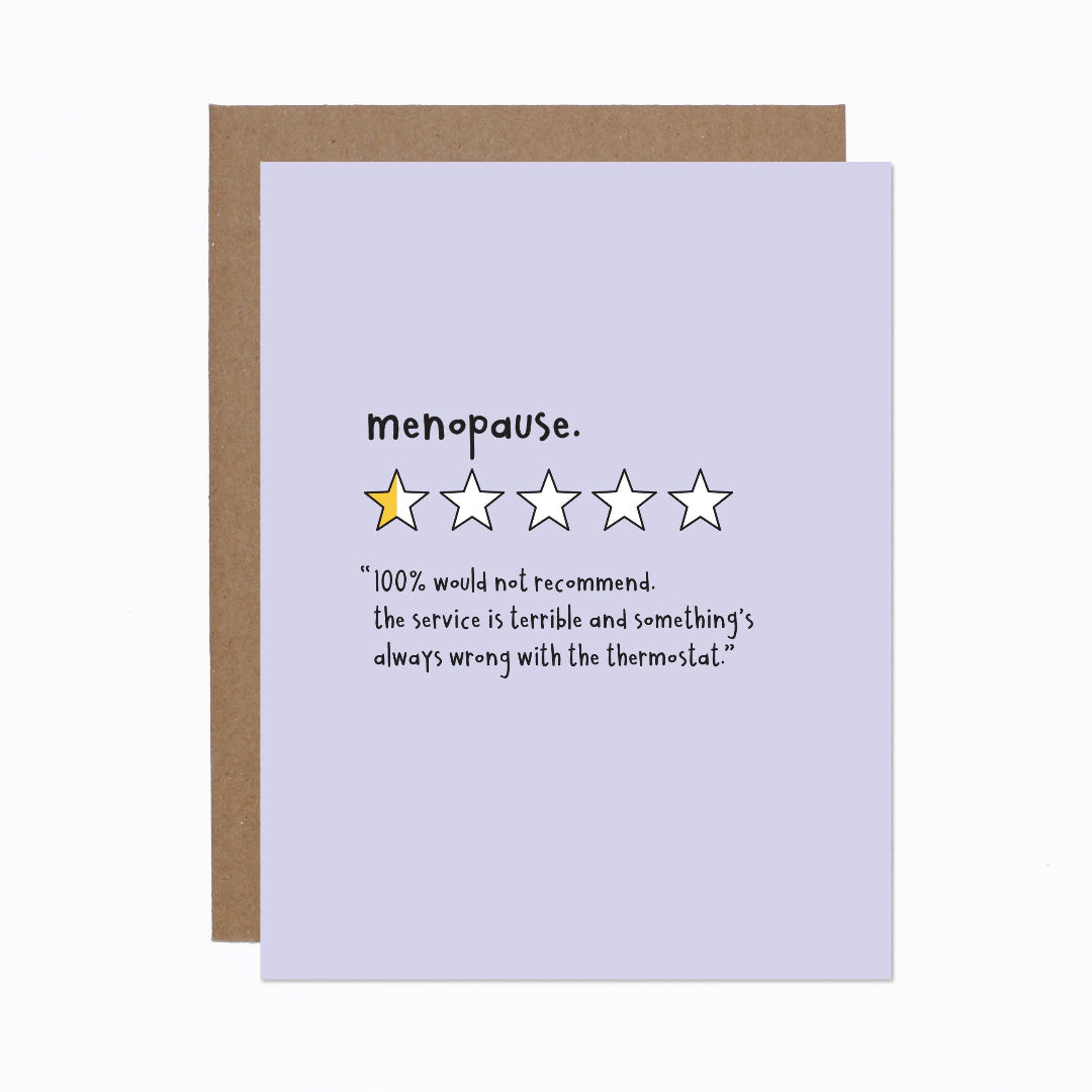 Card with text and star ratings on a white background
