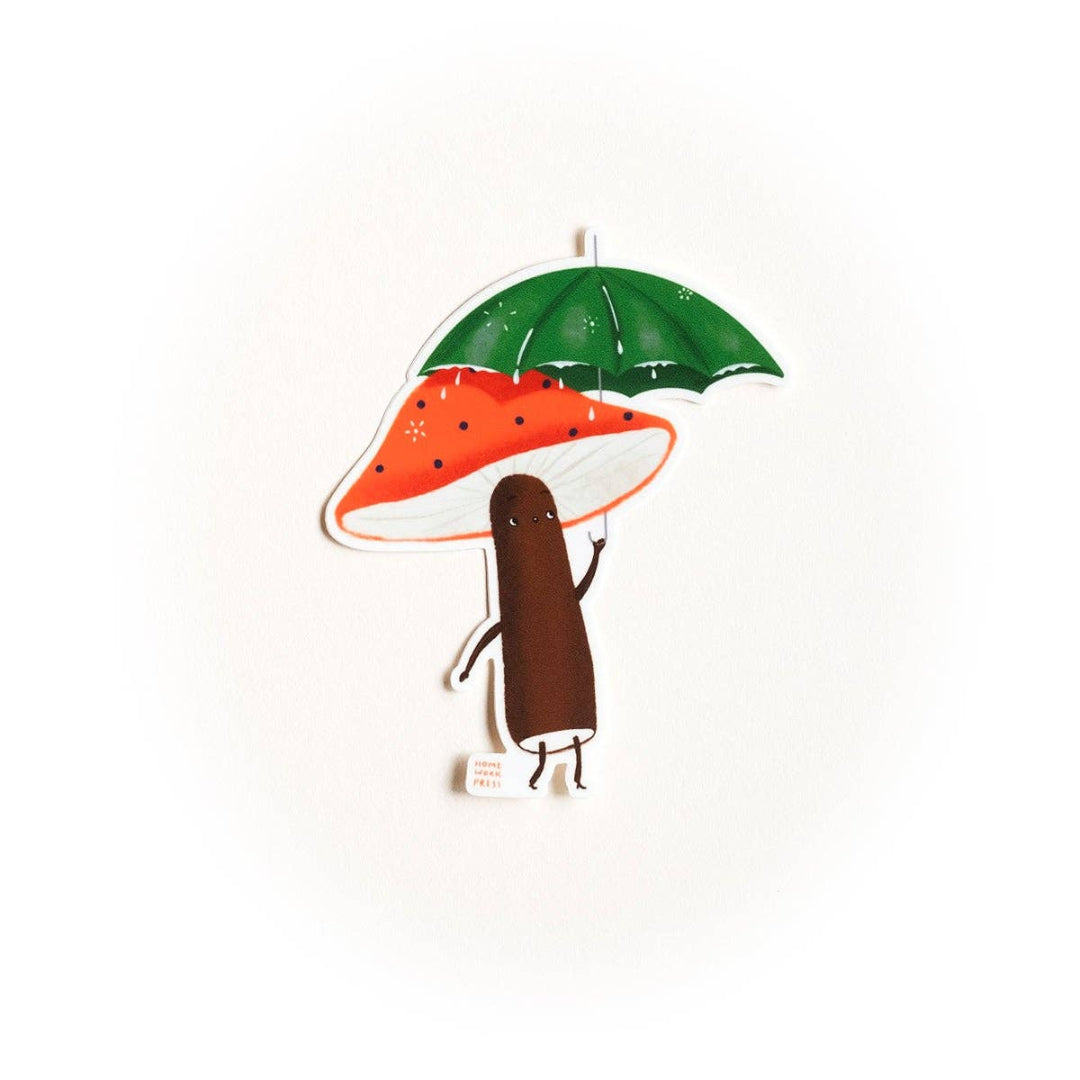 Illustration of a hot dog with a watermelon slice umbrella on a white background
