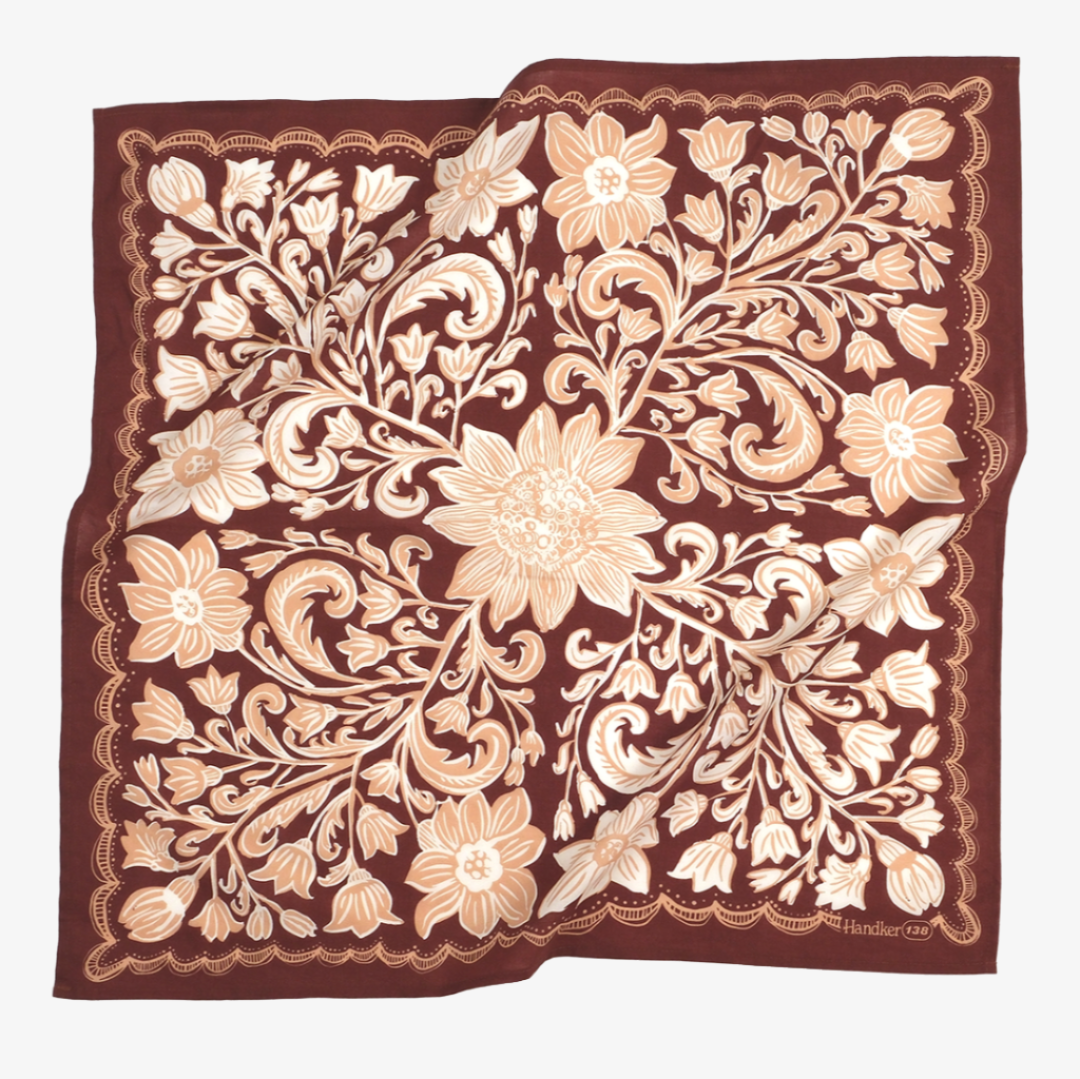 Floral patterned fabric on a white background