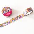 Colorful washi tape with character design on a white background