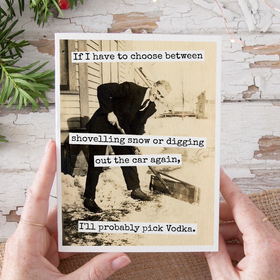 Shovelling Snow Holiday Card