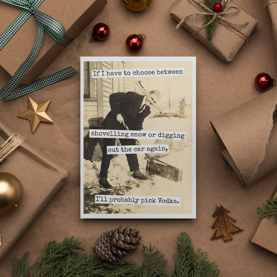 Shovelling Snow Holiday Card