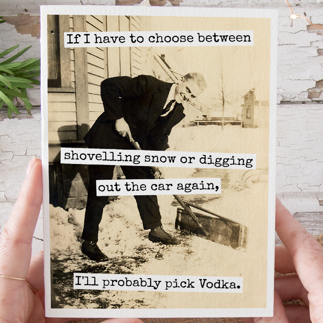 Shovelling Snow Holiday Card