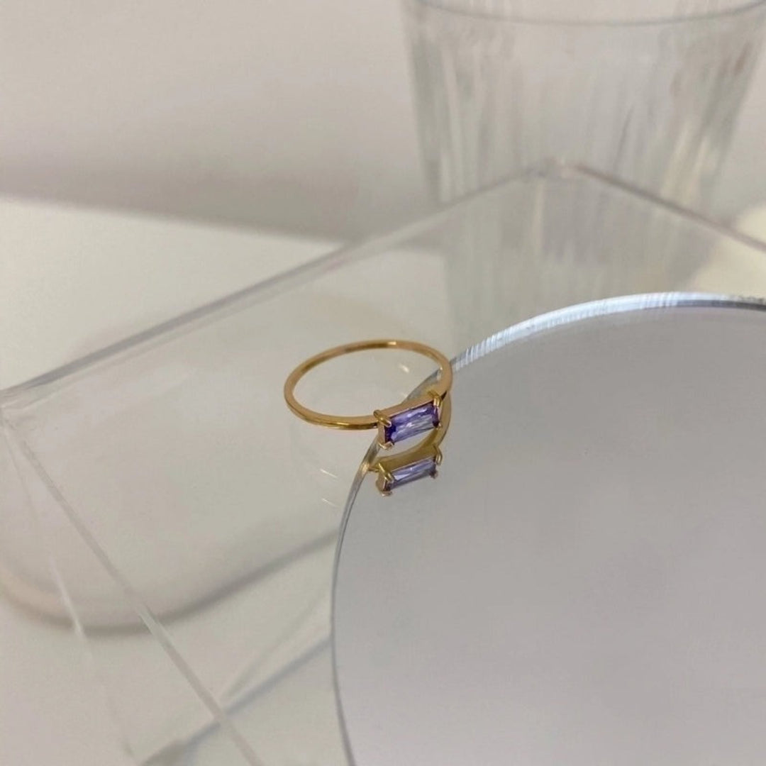 Thin Stacking Ring with Stone