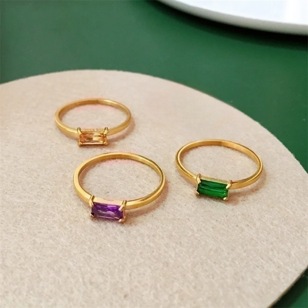 Thin Stacking Ring with Stone