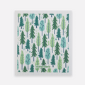 Reusable cloth with green tree pattern on a white background
