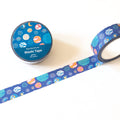 Washi tape with space-themed design on a white background
