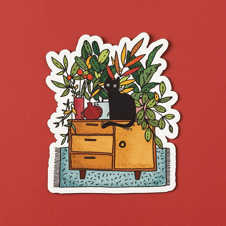 Plant Lover Cat Vinyl Sticker