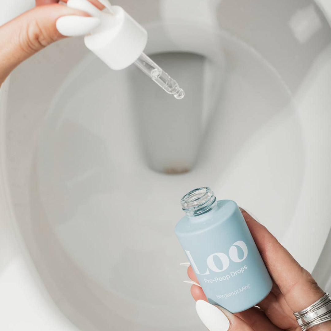 Bergamot Fresh Pre-Poop Toilet Drops, a toilet air freshener in a convenient dropper bottle.