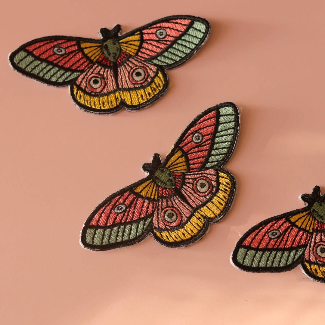 Vibrant Moth Embroidered Patch