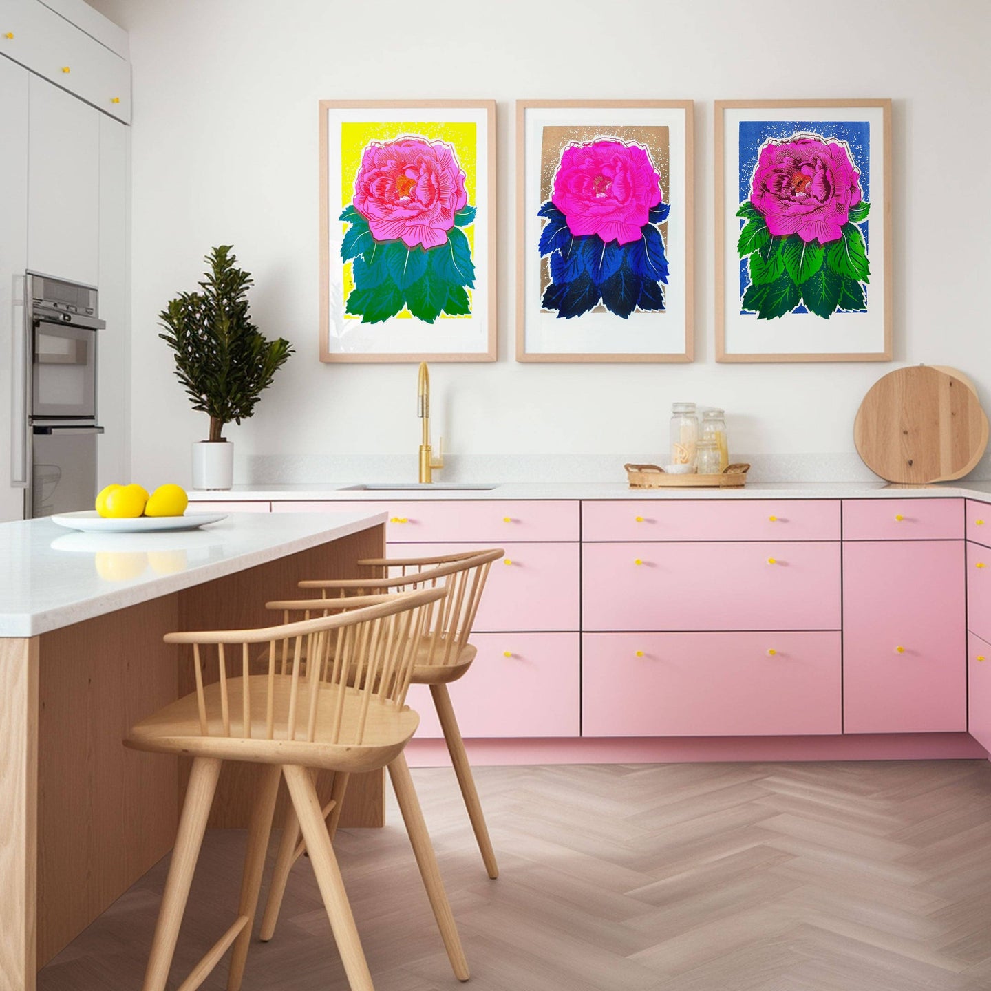 Yellow Peony Risograph Print