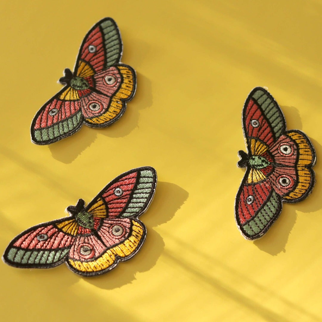 Vibrant Moth Embroidered Patch