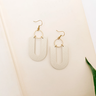 White Corn U-Shaped Brass Ring Earrings