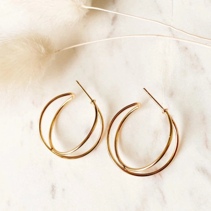 Gold Double Helix Hoops