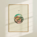 Vintage Discoball Art Print, a poster featuring a mirrorball that looks reflective.