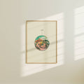 Vintage Discoball Art Print, a poster featuring a mirrorball that looks reflective.