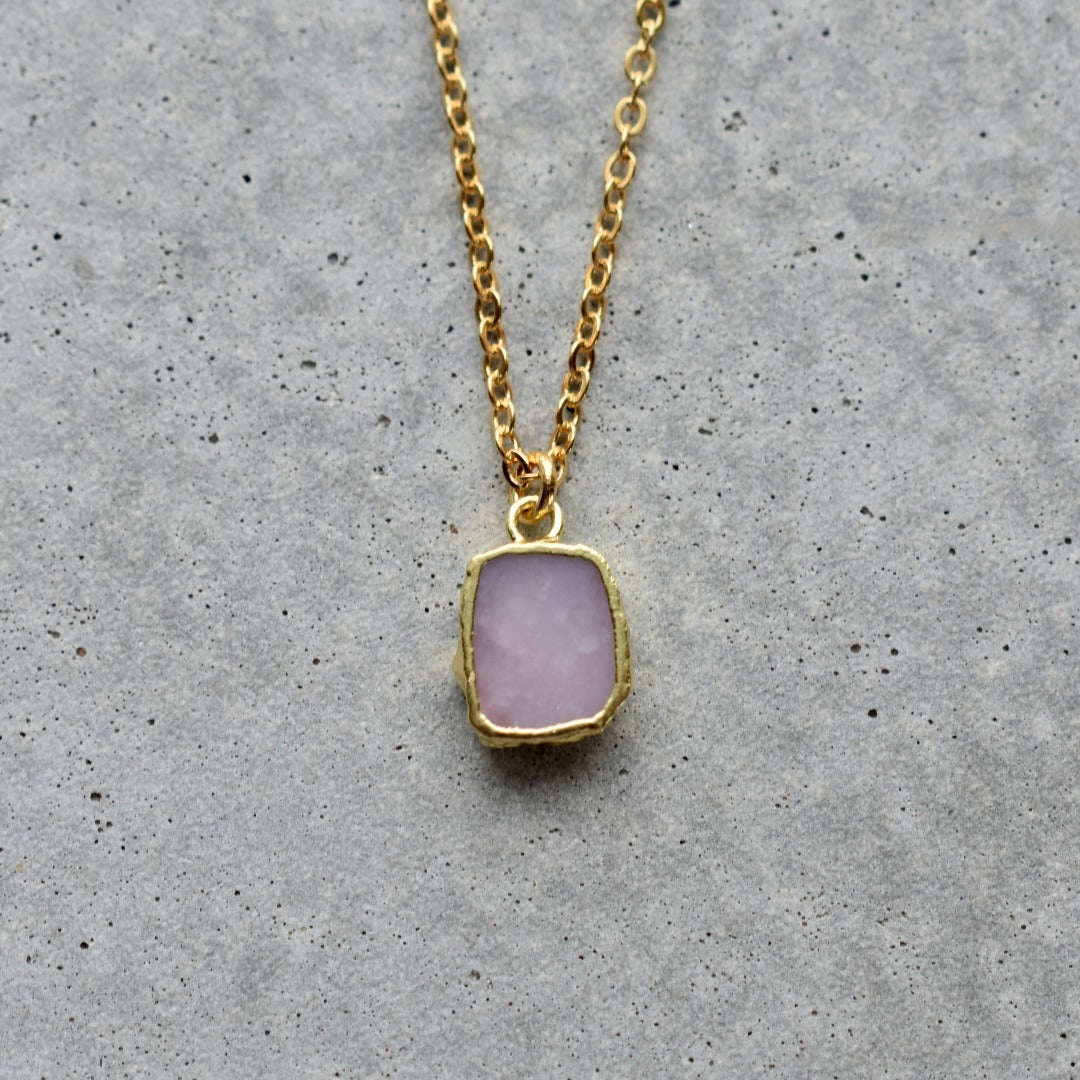 Pink Opal Gold Necklace