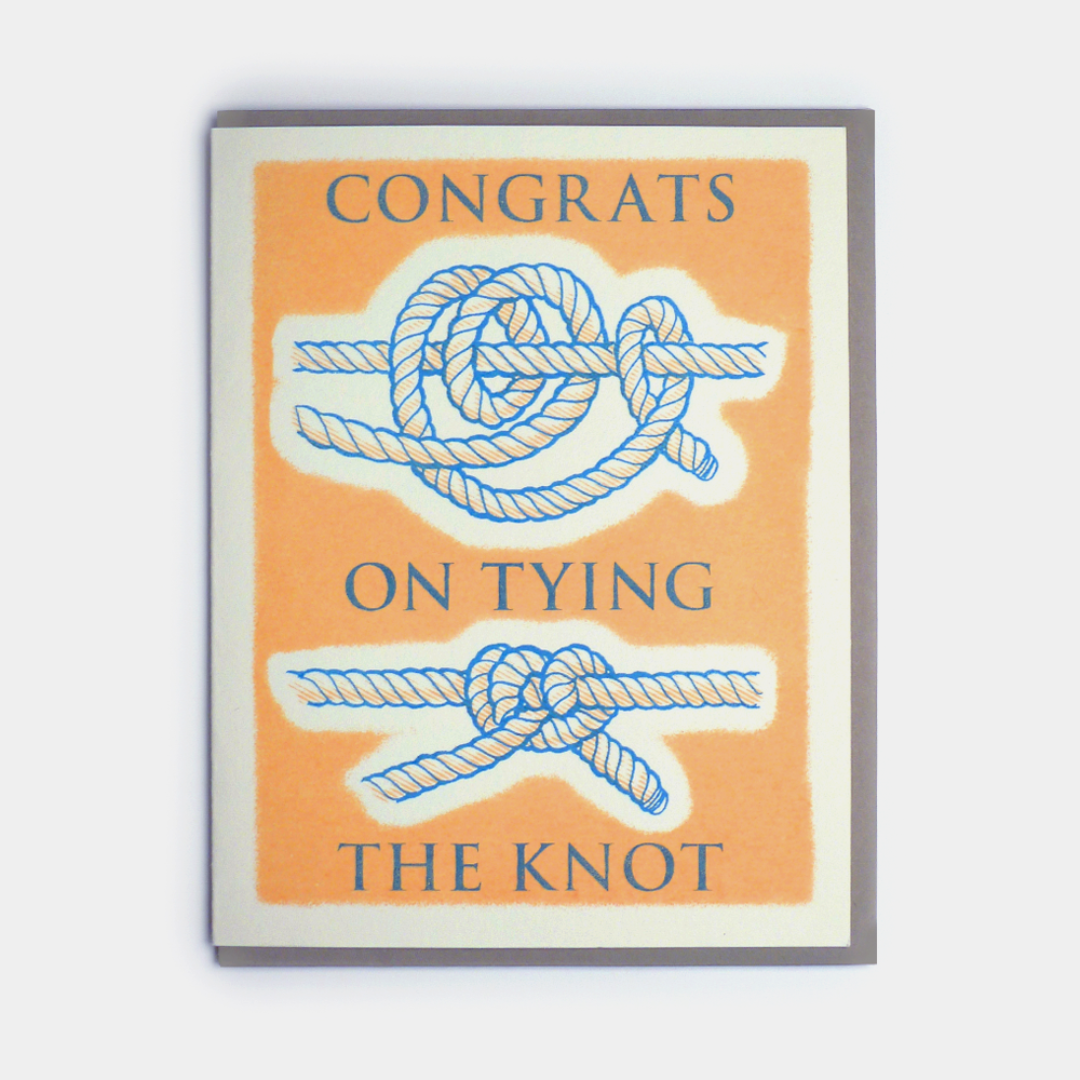 Tying the Knot Wedding Card: A greeting card with the image of how to tie a knot and the words "Congrats on tying the knot"
