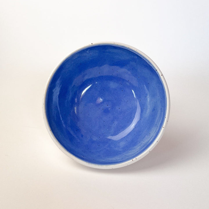 Blue Colourful Trinket Dish, a small bowls with colour on the inside and speckled cream coloured clay on the outside.