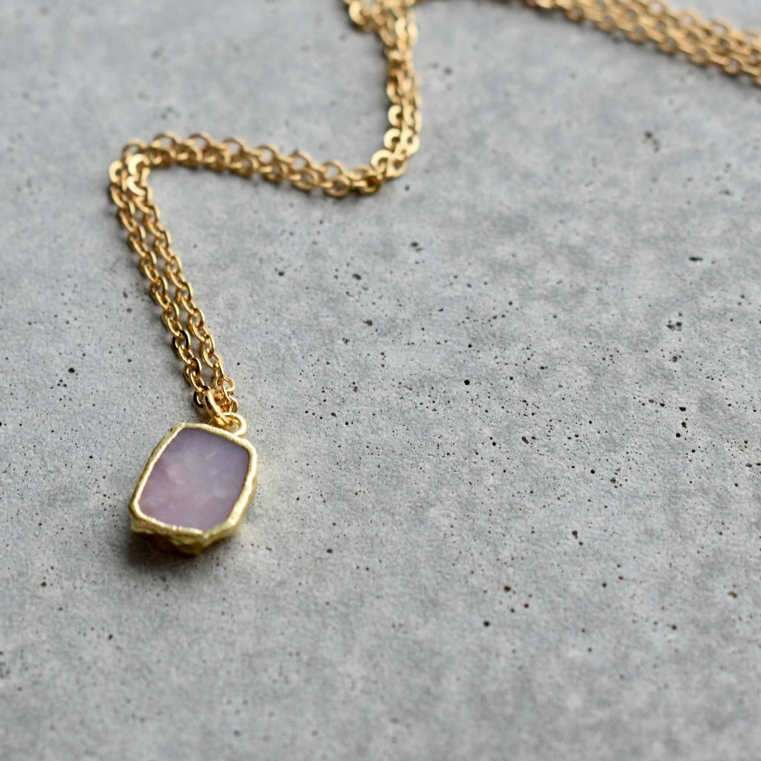 Pink Opal Gold Necklace