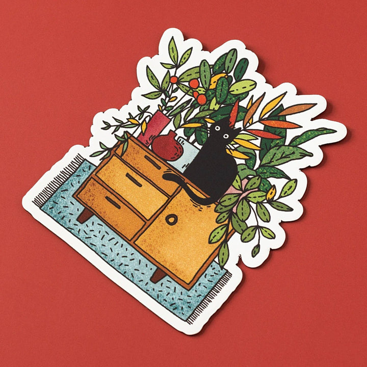 Plant Lover Cat Vinyl Sticker