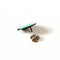 A mint green enamel pin in the shape of a speech bubble. The text 