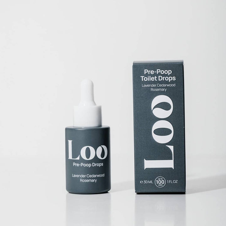 Lavender Cedarwood Rosemary Pre-Poop Toilet Drops, a toilet air freshener in a convenient dropper bottle.