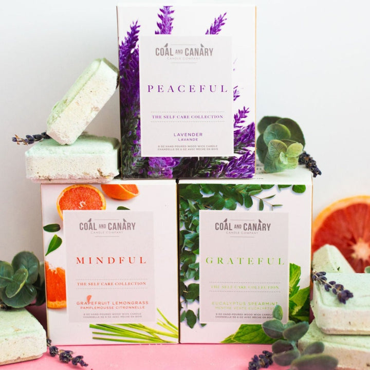 The self care collection of three candles from Coal and Canary.
