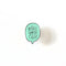 A mint green enamel pin in the shape of a speech bubble. The text 