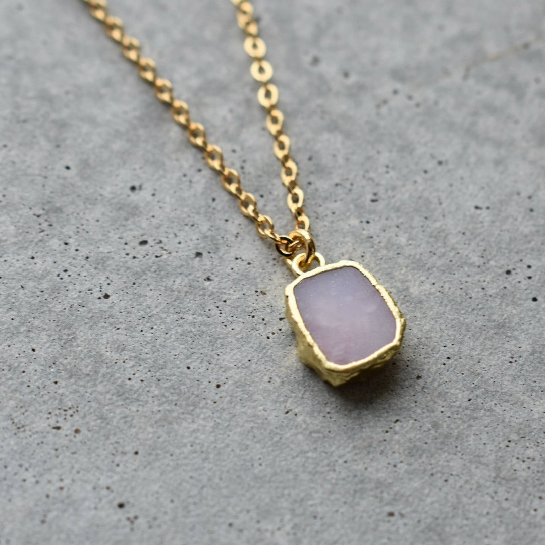 Pink Opal Gold Necklace