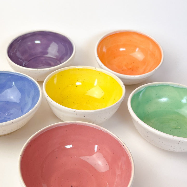 6 Colourful Trinket Dishes, small rainbow coloured bowls.